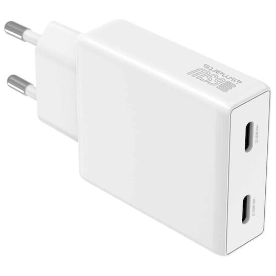 4Smarts Φορτιστής Χωρίς Καλώδιο GaN με 2 Θύρες USB-C 65W Power Delivery Λευκός (PDPlug Slim Dual)