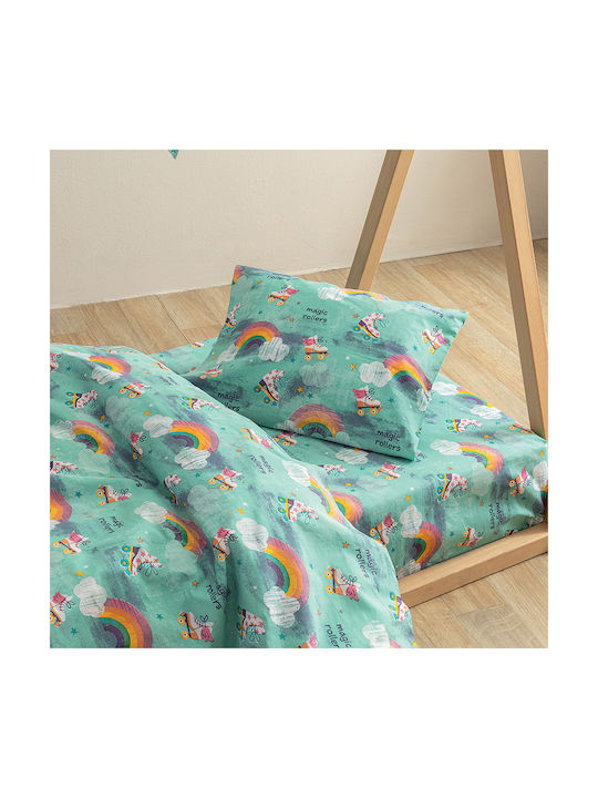 Palamaiki My Kingdom Baby Sheets Set Crib Cotton Fitted Green 70x140cm