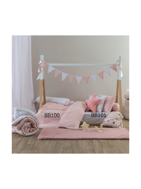 Palamaiki Baby Sheets Set Crib Cotton Pink 130x170cm