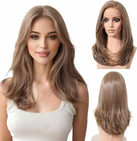 Wig with Synthetic Hair in Light Chestnut Color 45cm