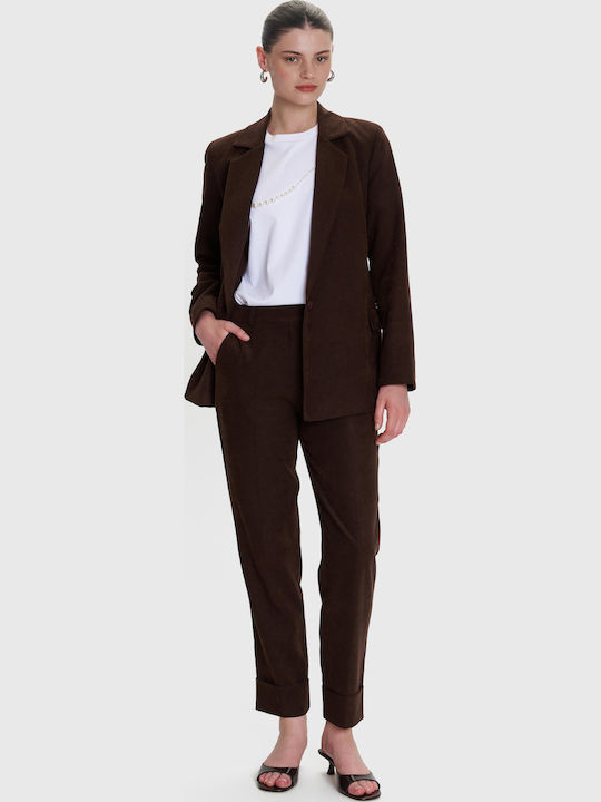 Women's Fabric Trousers Brown
