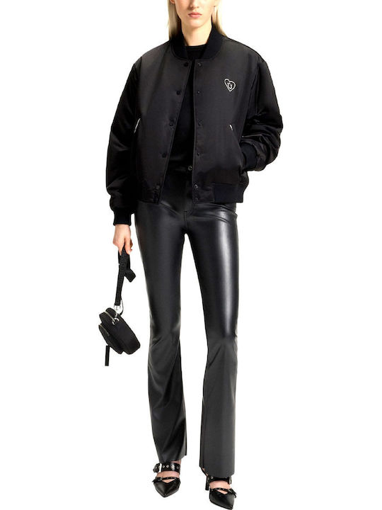 Damen Stoff Hose Schlag Black