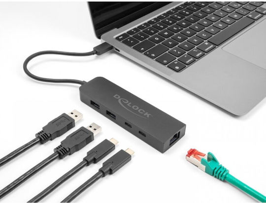 DeLock Hub 5 Θυρών USB 3.2 με σύνδεση USB-C / Ethernet