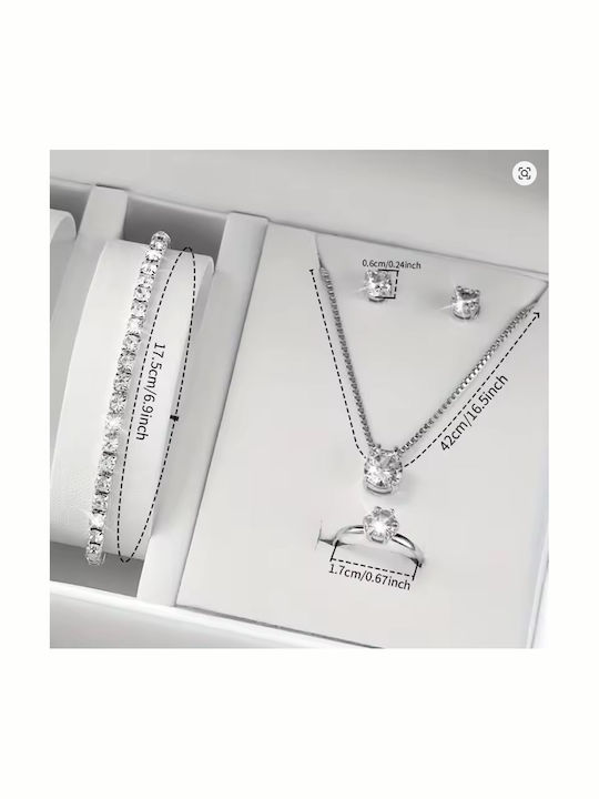 Set Bracelet Set Womens Battery Watch with Silver Steel Bracelet
