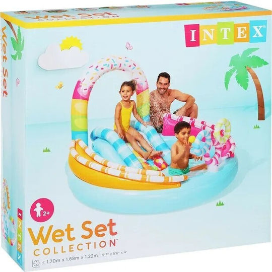 Intex Candyfun Play Center Children's Round Swimming Pool PVC 165lt Inflatable 170x122cm Light Blue