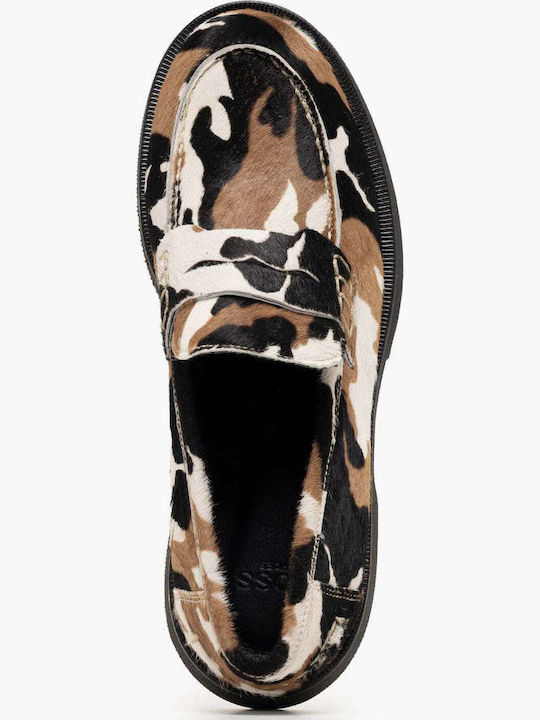 Leather Women's Loafers in Tabac Brown Color