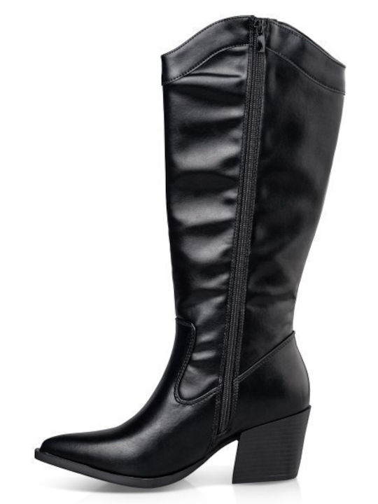 Synthetic Leather Cowboy Boots Black
