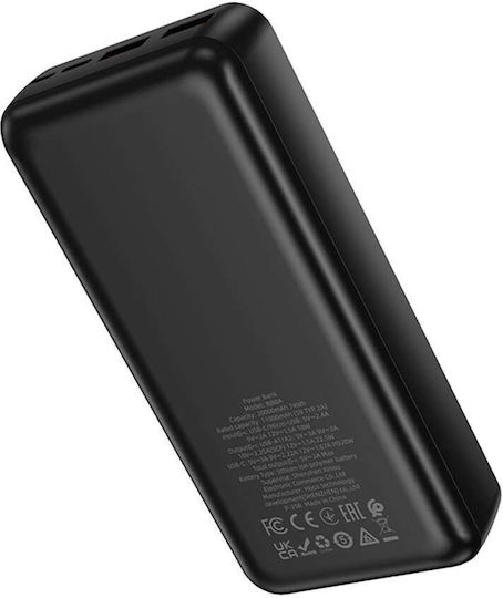Borofone BJ80A Power Bank 20000mAh 22.5W με 2 Θύρες USB-A και Θύρα USB-C Power Delivery / Quick Charge 3.0 Μαύρο