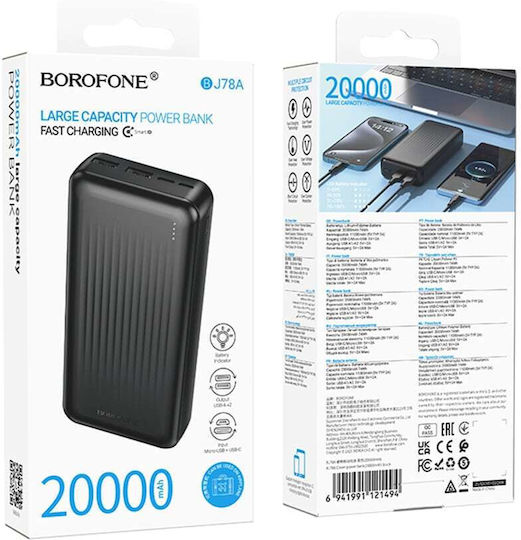 Borofone BJ78 Power Bank 20000mAh with 2 USB-A Ports Black