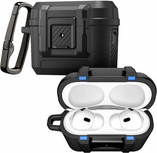 Spigen Lock Fit Case Silicone / Plastic with Hook in Black color for Apple AirPods Pro 3