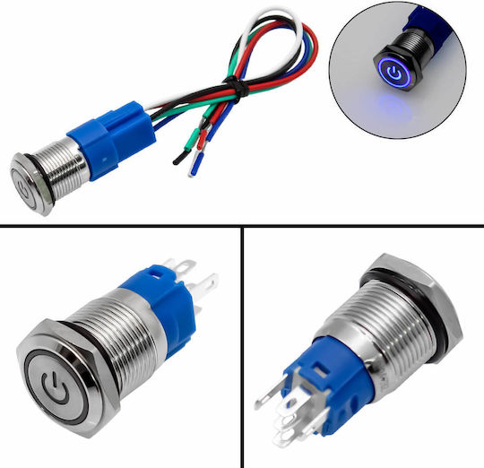LED Illuminated Switch – Stainless Steel On Off Button 16mm 12-24v W14412-3
