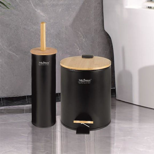 Inter Ceramic Μεταλλικό Σετ Πιγκάλ και Καλαθάκι Μπάνιου 5lt Γκρι