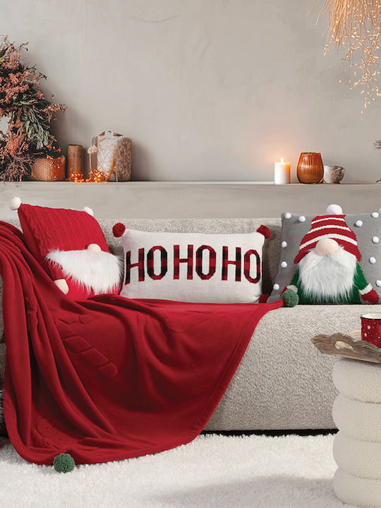 Nef-Nef Homeware Christmas Decorative Square Pillowcase Pom Poms Gray 40x40cm
