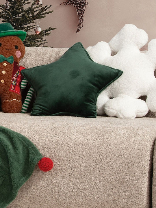 Nef-Nef Homeware Christmas Decorative Pillow Christmas Star Star Green 40x40cm