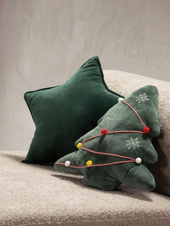 Nef-Nef Homeware Christmas Decorative Pillow Christmas Star Star Green 40x40cm