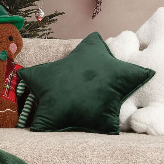 Nef-Nef Homeware Christmas Decorative Pillow Christmas Star Star Green 40x40cm