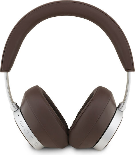Guess Saffiano Triangle Logo Безжични Bluetooth Over Ear Слушалки Кафяви