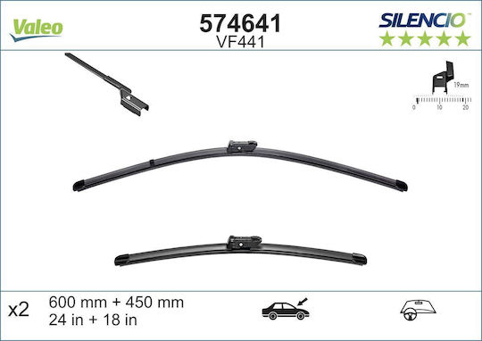 Valeo Silencio X.trm x2 Front Set Car Wiper Blades 600mm/450mm for Alfa Romeo Giulietta