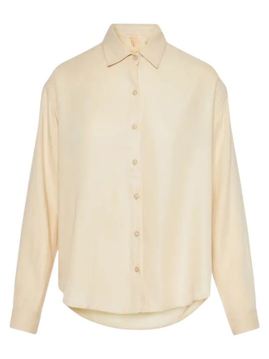 Women's Monochrome Long Sleeve Shirt Ecru