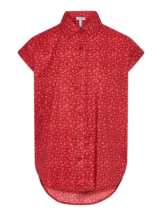 Μακρυμάνικο Γυναικείο Πουκάμισο Spice Brown Red Floral