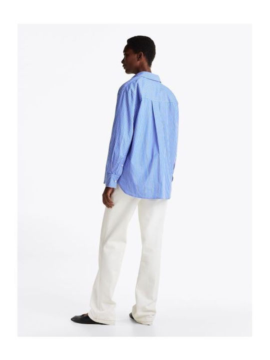 Women's Striped Long Sleeve Shirt Blue