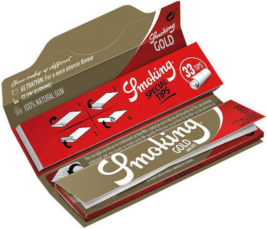 Smoking Gold Zigarettenpapier King Size mit Kegelspitzen 33 Blätter 1Stück