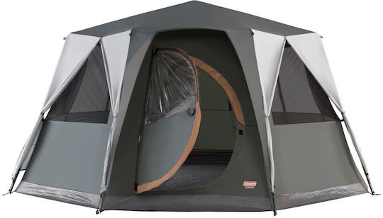 Coleman Cortes Octagon Camping Tent Cabin Gray with Double Cloth 3 Seasons for 8 People 396x396x215cm