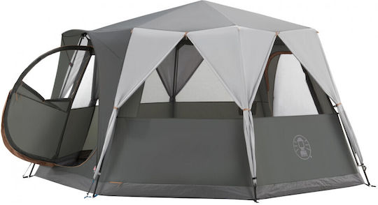 Coleman Cortes Octagon Camping Tent Cabin Gray with Double Cloth 3 Seasons for 8 People 396x396x215cm