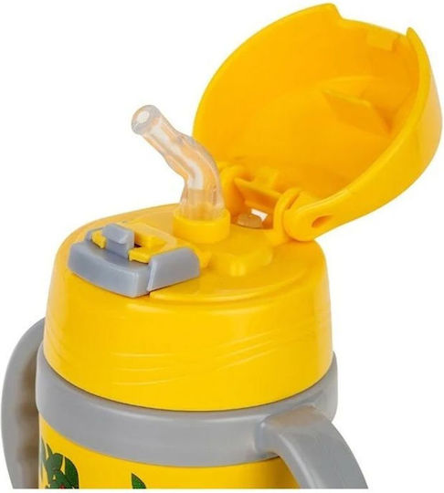 Nava Glass Thermos Stainless Steel 300ml Nava We Care Yellow with Straw