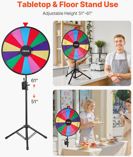 Vevor 610 Mm Τροχός Βραβείων 14 Θέσεων Τροχός Τρίποδο Ρυθμιζόμενο Ύψος Ρουλέτα Τύχης Πίνακα Γραφής 2 Μαρκαδόρους 6 Χρώματα Εύκολη Συναρμολόγηση Πάρτι Μπαρ Εμπορική Έκθεση Καρναβάλι