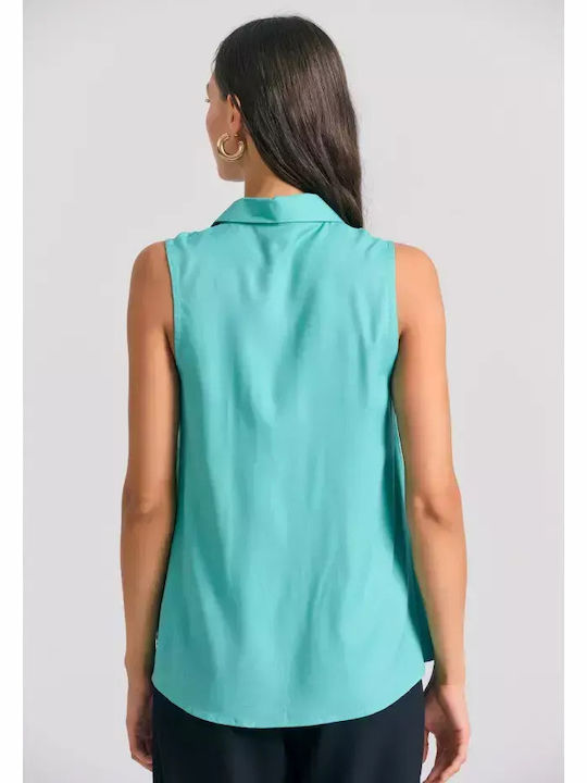 Funky Buddha Γυναικείο Πουκάμισο Turquoise