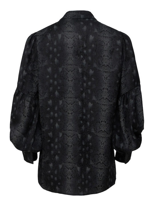 Women's Silky Long Sleeve Shirt Grey-Black