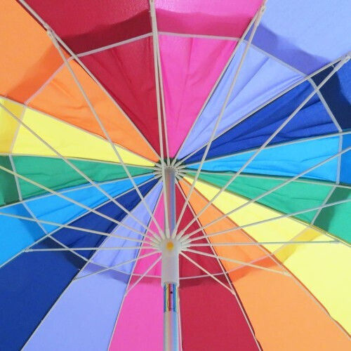 Solart Folding Aluminum Beach Umbrella Diameter 2.4m with UV Protection and Air Duct Multicolour