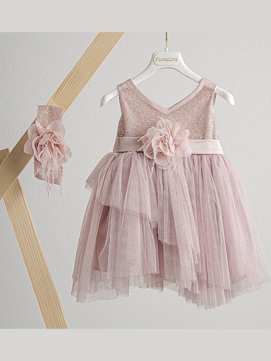 Piccolino Augusta Pink Ροζ Φόρεμα Βάπτισης