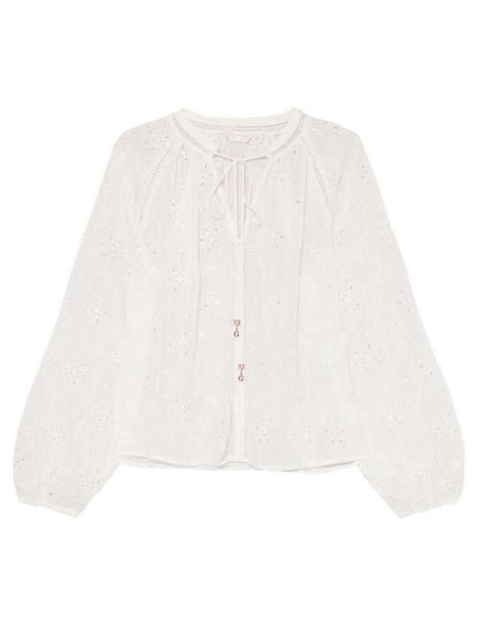 Women's Long Sleeve Shirt Pure White, White