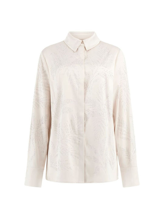 Women's Satin Long Sleeve Shirt White