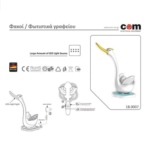 Com Led Kids Desk Lamp Swan White 6εκ.