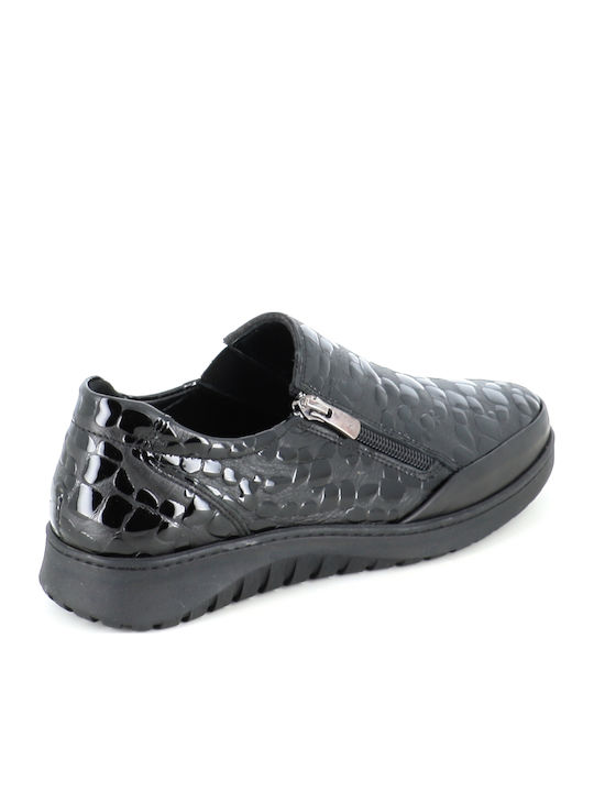 Γυναικεία Slip-On Δερμάτινα Μαύρα