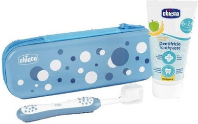 Chicco Set Always A Smile Indigo Toothpaste Apple Banana 6-36m 50ml + Toothbrush Soft Bristles