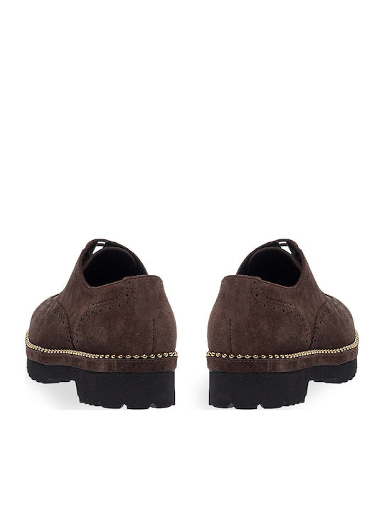 Δερμάτινα Γυναικεία Oxfords σε Καφέ Χρώμα