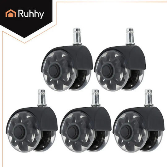 Ruhhy Caster For Office Chair Metallic 5 Pieces 1.1x2.2cm Black