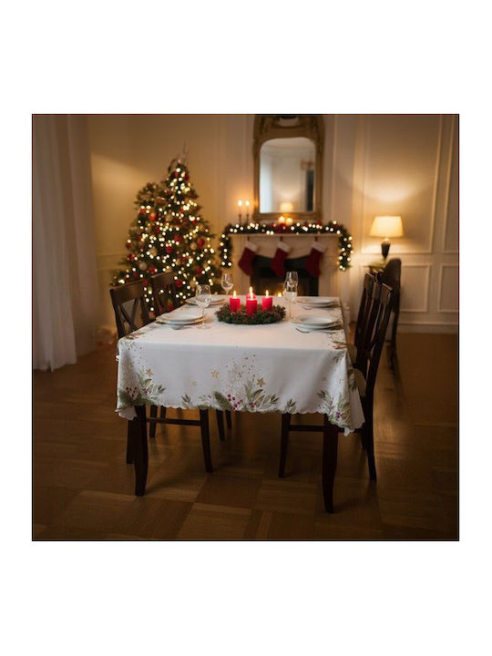 Weihnachtlich Tischtuch Weiß L220xB140cm.