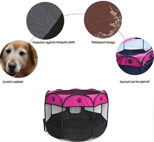 Nunbell Pet Foldable Park Dog Octagon in Red Color