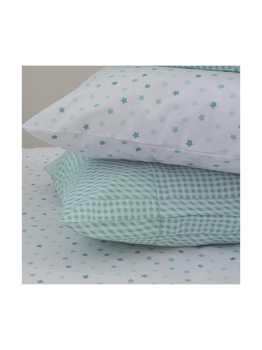 Palamaiki Sheet Single with Elastic Band Cotton BB100 Aqua 110x200cm