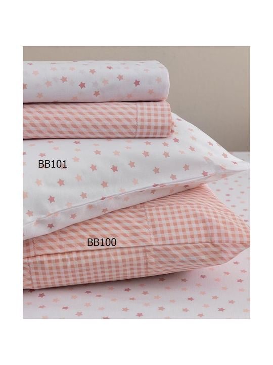 Palamaiki Sheet Single with Elastic Band Cotton BB100 Rose 110x200cm