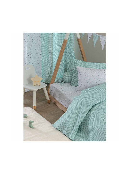 Palamaiki Sheet Single with Elastic Band Cotton BB101 Aqua 110x200cm