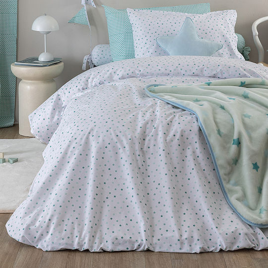 Palamaiki Bettlaken Einzeln Mit Gummizug Baumwolle BB101 Aqua 110x200cm
