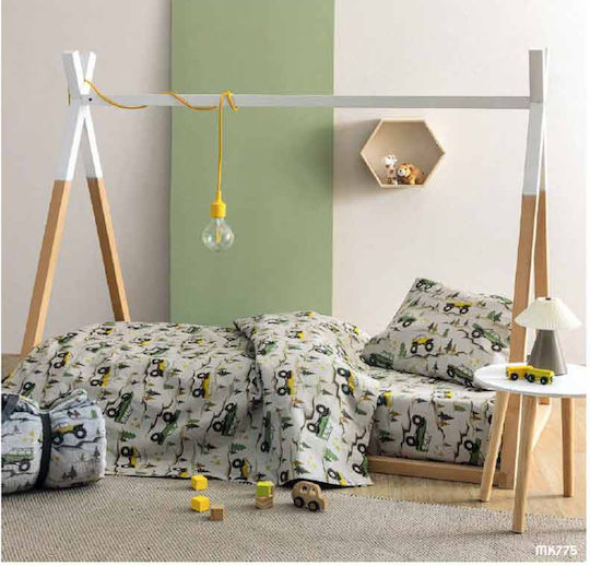Palamaiki Bettwäsche-Set Einzel Baumwolle MK775 Grün 170x260cm 3Stück