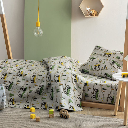 Palamaiki Bettwäsche-Set Einzel Baumwolle MK775 Grün 170x260cm 3Stück
