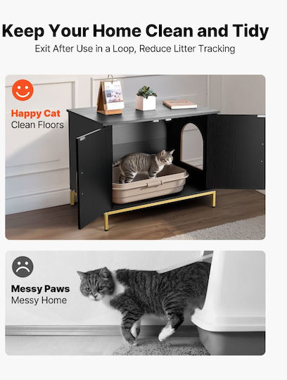 Cat Litter Box Enclosure Furniture Vevor Hidden Litter Box Cabinet 70 Cm Metal Legs & Handle Modern Style Cat House End Table Suitable For Most Litter Boxes Bedroom Living Room